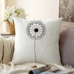 Beyaz Zeminde Onedraw Çizimli Çiçek Dijital Baskılı Modern Raşel Kadife Yastık Kırlent Kılıfı Realhomes