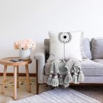 Beyaz Zeminde Onedraw Çizimli Çiçek Dijital Baskılı Modern Raşel Kadife Yastık Kırlent Kılıfı Realhomes