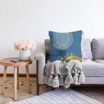 Renkli Zeminde Onedraw Çizimli Oval Obje Dijital Baskılı Modern Raşel Kadife Kırlent Kılıfı Realhomes