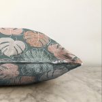 - Sonil-K-7478-Gorsel3 - Realhomes  Renkli Zeminli Yaprak Desenli Dijital Baskılı Modern Raşel Kadife Yastık Kırlent Kılıfı Realhomes