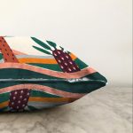 Renkli Zeminli Palmiye Desenli Dijital Baskılı Modern Raşel Kadife Yastık Kırlent Kılıfı Realhomes