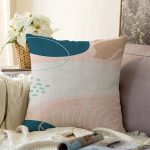 - Sonil-K-7486-Gorsel1 - Realhomes  Soft Renkli Yaprak Desenli Dijital Baskılı Modern Raşel Kadife Yastık Kırlent Kılıfı Realhomes