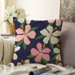 - Sonil-K-7497-Gorsel1 - Realhomes  Rengarenk Zeminli Onedraw Çizimli Çiçek Dijital Baskılı Modern Raşel Kadife Yastık Kırlent Kılıfı Realhomes