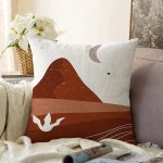 - Sonil-K-7498-Gorsel1 - Realhomes  Renkli Zeminli Onedraw Çizimli Manzara Temalı Dijital Baskılı Modern Raşel Kadife Yastık Kılıfı Realhomes