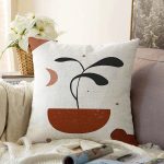 - Sonil-K-7500-Gorsel1 - Realhomes Renkli Zemimli Onedraw Çizimli Yaprak Desenli Dijital Baskılı Modern Raşel Kadife Yastık Kılıfı Realhomes