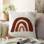 Renkli Zemimli Onedraw Çizimli Geometrik Desen Modern Raşel Kadife Yastık Kırlent Kılıfı Realhomes