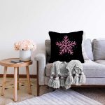 - Sonil-K-7523-Gorsel2 - Realhomes  Siyah Zeminli Pembe Renkli Kartanesi Desenli Dijital Baskılı Modern Raşel Kadife Kırlent Kılıfı Realhomes