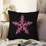 - Sonil-K-7525-Gorsel1 - Realhomes  Siyah Zeminli Pembe Renkli Kartanesi Desenli Dijital Baskılı Modern Raşel Kadife Kırlent Kılıfı Realhomes