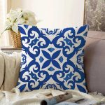 - Sonil-K-7526-Gorsel1 - Realhomes  Beyaz Zeminli Çini Desenli Dijital Baskılı Modern Raşel Kadife Yastık Kırlent Kılıfı Realhomes