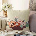 - Sonil-K-7530-Gorsel1 - Realhomes  Rengarenk Zeminli Onedraw Çizimli Çiçek Desenli Dijital Baskılı Modern Raşel Kadife Kırlent Kılıfı Realhomes