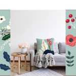 Rengarenk Zeminli Rengarenk Çiçek Desenli Dijital Baskılı Modern Raşel Kadife Yastık Kırlent Kılıfı Realhomes