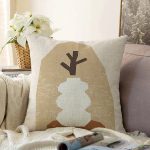 - Sonil-K-7541-Gorsel1 - Realhomes  Renkli Zemin Üzerinde Onedraw Çizimli Obje Desenli Modern Raşel Kadife Yastık Kırlent Kılıfı Realhomes