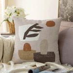 Renkli Zemin Üzerinde Onedraw Çizimli Obje Desenli Modern Raşel Kadife Yastık Kırlent Kılıfı Realhomes