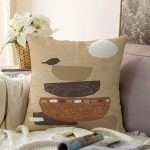 Renkli Zemin Üzerinde Onedraw Çizimli Obje Desenli Modern Raşel Kadife Yastık Kırlent Kılıfı Realhomes