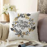 - Sonil-K-7545-Gorsel1 - Realhomes  Beyaz Zeminli Merry Christmas Yazılı Dijital Baskılı Modern Raşel Kadife Yastık Kırlent Kılıfı Realhomes