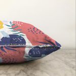 Beyaz Zeminli Renkli Onedraw Çizimli Dijital Baskılı Modern Raşel Kadife Yastık Kırlent Kılıfı Realhomes