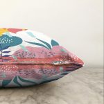 Beyaz Zeminli Renkli Onedraw Çizimli Dijital Baskılı Modern Raşel Kadife Yastık Kırlent Kılıfı Realhomes