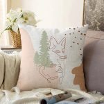 Beyaz Zemin Üzerinde Onedraw Çizimli Bayan Silüeti Modern Raşel Kadife Yastık Kırlent Kılıfı Realhomes