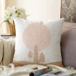 Pastel Zeminli Onedraw Çizimli Doğa Temalı Dijital Baskılı Modern Raşel Kadife Kırlent Kılıfı Realhomes