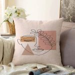 - Sonil-K-7579-Gorsel1 - Realhomes Pastel Zeminli Onedraw Çizimli Bayan Silüeti Dijital Baskılı Modern Raşel Kadife Kırlent Kılıfı Realhomes