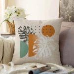 Pastel Zeminli Yaprak Desenli Dijital Baskılı Modern Raşel Kadife Yastık Kırlent Kılıfı Realhomes