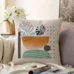 - Sonil-K-7584-Gorsel1 - Realhomes  Pastel Renkli Onedraw Çizimli Geometrik Desenli Modern Raşel Kadife Yastık Kırlent Kılıfı Realhomes