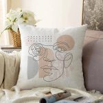 - Sonil-K-7585-Gorsel1 - Realhomes  Beyaz Zemin Üzerinde Onedraw Çizimli Bayan Silüeti Modern Raşel Kadife Yastık Kırlent Kılıfı Realhomes