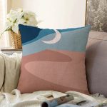 - Sonil-K-7592-Gorsel1 - Realhomes  Pastel Renkli Zeminli Ay Temalı Dijital Baskılı Modern Raşel Kadife Yastık Kırlent Kılıfı Realhomes