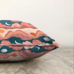 - Sonil-K-7596-Gorsel3 - Realhomes  Renkli Zemin Üzerinde Ay Güneş Temalı Dijital Baskılı Modern Raşel Kadife Yastık Kırlent Kılıfı Realhomes