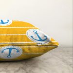 - Sonil-K-7597-Gorsel3 - Realhomes  Sarı Zemin Üzerinde Çapa Çizimli Dijital Baskılı Modern Raşel Kadife Yastık Kırlent Kılıfı Realhomes