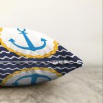 - Sonil-K-7598-Gorsel3 - Realhomes  Lacivert Zemin Üzerinde Çapa Çizimli Dijital Baskılı Modern Raşel Kadife Yastık Kırlent Kılıfı Realhomes