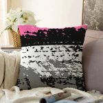 - Sonil-K-7676-Gorsel1 - Realhomes  Beyaz Zeminli Geometrik Çizimli Dijital Baskılı Modern Raşel Kadife Yastık Kırlent Kılıfı Realhomes