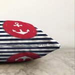 Beyaz Zeminli Renkli Çapa Desenli Dijital Baskılı Modern Raşel Kadife Yastık Kırlent Kılıfı Realhomes