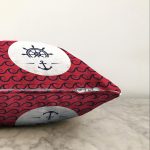 Renkli Zemin Üzerinde Çapa Desenli Dijital Baskılı Modern Raşel Kadife Yastık Kırlent Kılıfı Realhomes