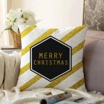 - Sonil-K-7699-Gorsel1 - Realhomes Beyaz Zemin Üzerinde Gold Detaylı Merry Christmas Yazılı Raşel Kadife Yastık Kırlent Kılıfı Realhomes