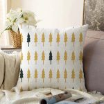 - Sonil-K-7719-Gorsel1 - Realhomes  Beyaz Zemin Üzerinde Gold Detaylı Çamağacı Desenli Modern Raşel Kadife Yastık Kırlent Kılıfı Realhomes