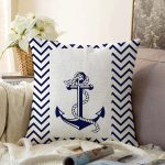 - Sonil-K-7728-Gorsel1 - Realhomes  Beyaz Zemin Üzerinde Geometrik Çizimli Çapa Desenli Raşel Kadife Yastık Kırlent Kılıfı Realhomes