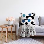 - Sonil-K-7730-Gorsel2 - Realhomes  Beyaz Zeminli Renkli Puantiyeli Dijital Baskılı Modern Raşel Kadife Yastık Kırlent Kılıfı Realhomes