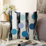 - Sonil-K-7732-Gorsel1 - Realhomes  Beyaz Zeminli Renkli Puantiyeli Dijital Baskılı Modern Raşel Kadife Yastık Kırlent Kılıfı Realhomes