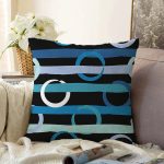 - Sonil-K-7733-Gorsel1 - Realhomes Siyah Zemin Üzerinde Renkli Geometrik Çizimli Dijital Baskılı Modern Raşel Kadife Yastık Kılıfı Realhomes