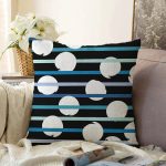 Siyah Zemin Üzerinde Beyaz Puantiyeli Dijital Baskılı Modern Raşel Kadife Yastık Kırlent Kılıfı Realhomes