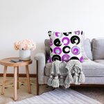 - Sonil-K-7739-Gorsel2 - Realhomes  Beyaz Zeminli Renkli Yuvarlak Desenli Dijital Baskılı Modern Raşel Kadife Yastık Kırlent Kılıfı Realhomes