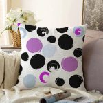 - Sonil-K-7740-Gorsel1 - Realhomes  Beyaz Zeminli Renkli Yuvarlak Desenli Dijital Baskılı Modern Raşel Kadife Yastık Kırlent Kılıfı Realhomes