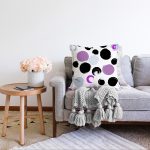 - Sonil-K-7740-Gorsel2 - Realhomes  Beyaz Zeminli Renkli Yuvarlak Desenli Dijital Baskılı Modern Raşel Kadife Yastık Kırlent Kılıfı Realhomes