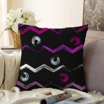 - Sonil-K-7742-Gorsel1 - Realhomes  Siyah Zeminli Renkli Zigzag Desenli Dijital Baskılı Modern Raşel Kadife Yastık Kırlent Kılıfı Realhomes
