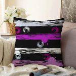 - Sonil-K-7743-Gorsel1 - Realhomes  Siyah Zemin Üzerinde Renkli Çizgi Zemin Desenli Modern Raşel Kadife Yastık Kırlent Kılıfı Realhomes