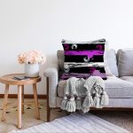 - Sonil-K-7743-Gorsel2 - Realhomes  Siyah Zemin Üzerinde Renkli Çizgi Zemin Desenli Modern Raşel Kadife Yastık Kırlent Kılıfı Realhomes