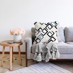 - Sonil-K-7750-Gorsel2 - Realhomes  Beyaz Zemin Üzerinde Renkli Geometrik Şekilli Dijital Baskılı Modern Raşel Kadife Yastık Kılıfı Realhomes