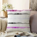 - Sonil-K-7753-Gorsel1 - Realhomes  Beyaz Zeminli Renkli Soyut Çizim Dijital Baskılı Modern Raşel Kadife Yastık Kırlent Kılıfı Realhomes