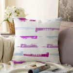 - Sonil-K-7755-Gorsel1 - Realhomes Beyaz Zemin Üzerinde Soyut Renkli Çizgili Raşel Kadife Yastık Kırlent Kılıfı Realhomes